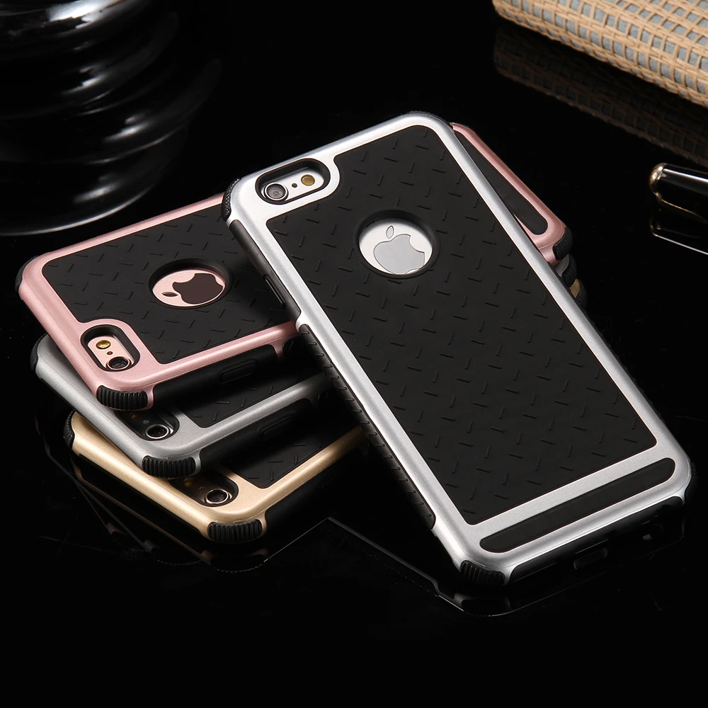 KISSCASE Men Armor Case For iPhone 6 6S 7 Plus Plastic Soft TPU Phone Shell 5 5S SE Plain Bumper Back Cover Coque |