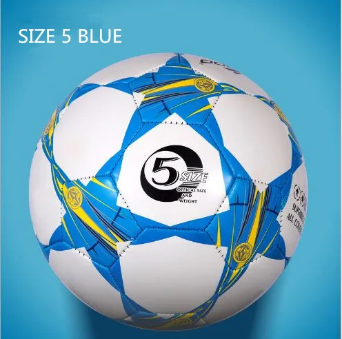 BLUE SIZE 5 Футбольный мяч, размер 5 Размер 4 футбольный мяч ПУ гранулы бесшовные матч Чемпион тренировочный мяч Оборудование Мягкий сенсорный ребенок - Цвет: BLUE SIZE 5