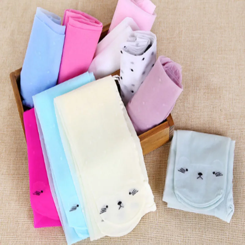 Летние модные детские колготки карамельных цветов с рисунком кота тонкие для