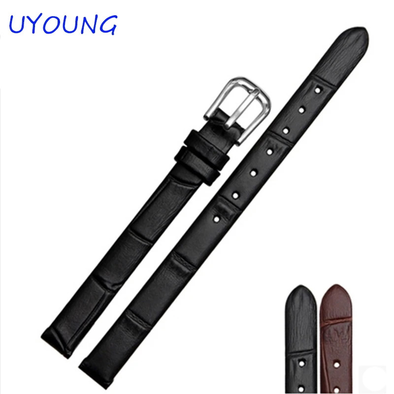 Ремешок из натуральной кожи для часов прочный дизайнерский черный браслет