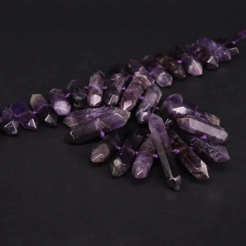 Бусины двусторонние из натурального аметиста 15 5 дюймов|loose beads|crystal stickbeads loose |