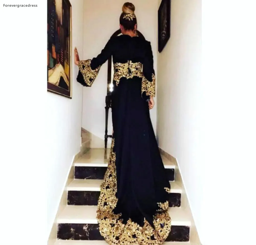 Черные вечерние платья с v образным вырезом и длинными рукавами 2019 Новое