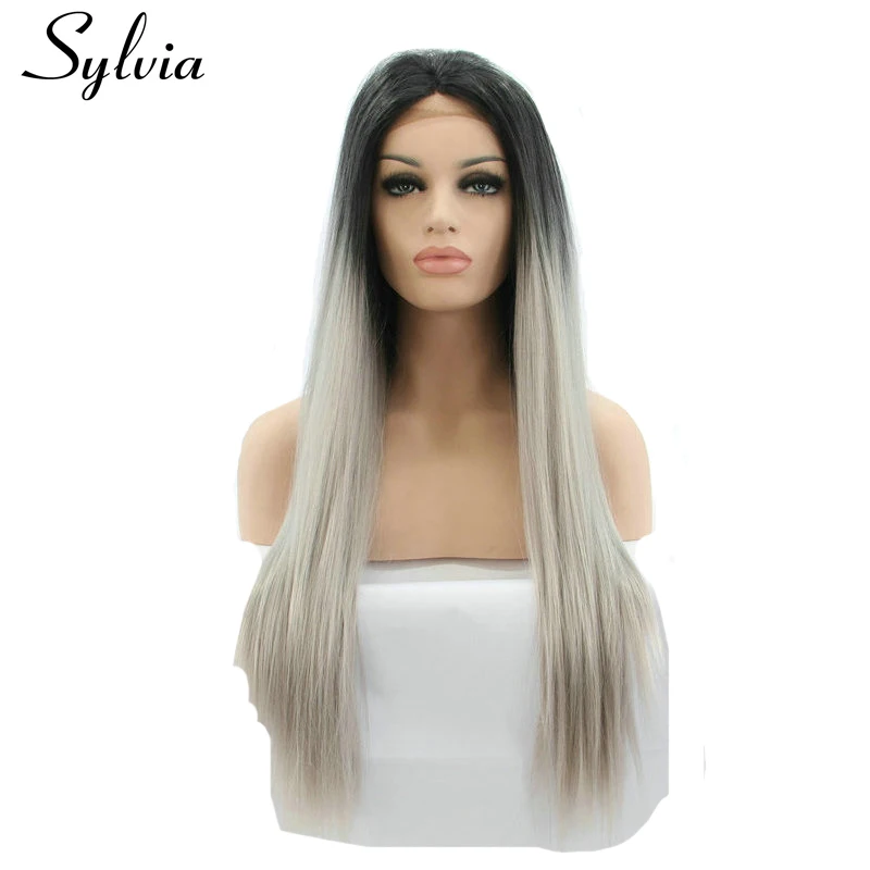 Sylvia натуральные серые двухцветные Омбре длинные шелковистые прямые