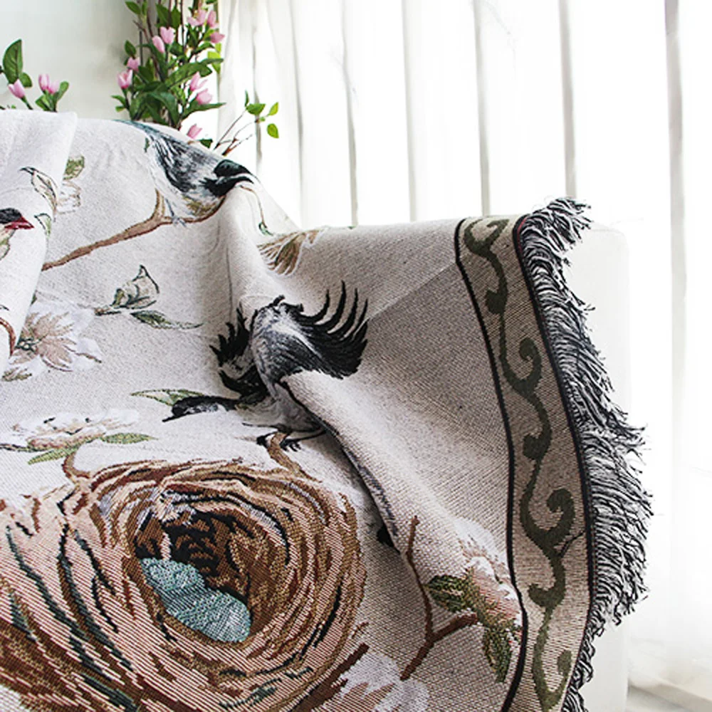 Одеяло для дивана ESSIE HOME Nest And Bird в американском стиле хлопковый ковер гостиной