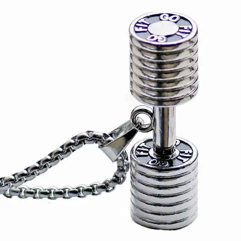 Ожерелье с подвеской в виде гантели из полированной нержавеющей стали ожерелье