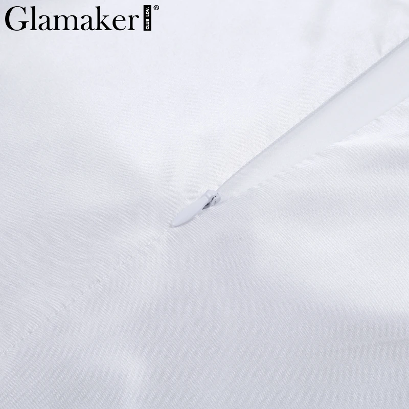 Glamaker сексуальное сатиновое летнее платье с лямкой через шею, сарафан, женское мини-платье с глубоким v-образным вырезом и открытой спиной, элегантное короткое вечернее платье vestidos