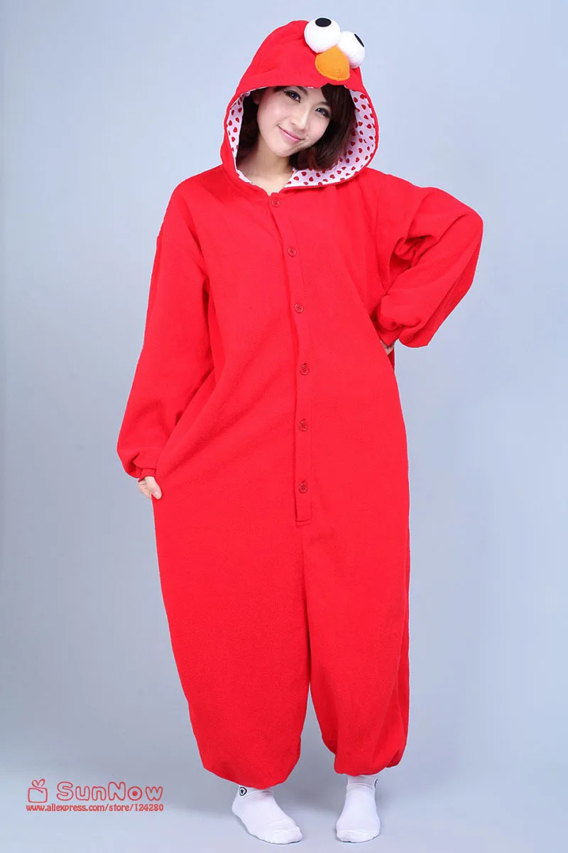 Взрослые Женщины Мужчины Улица Сезам Красный Elmo комбинезон костюм животные