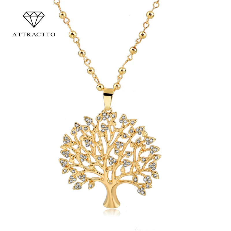 

ATTRACTTO Fashion Necklaces Tree Of Life Pendants For Men Women Necklace Pendant Silver & Gold Color Jewelry Collier Sne160112