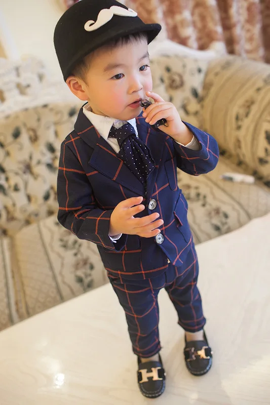 Hot 2018 Spring Fall 2-5Yrs Baby Infant Plaid Blazer Suit 2 Pcs Little Kids Casual Clothing Sets Children's Leisure Twinset | Детская