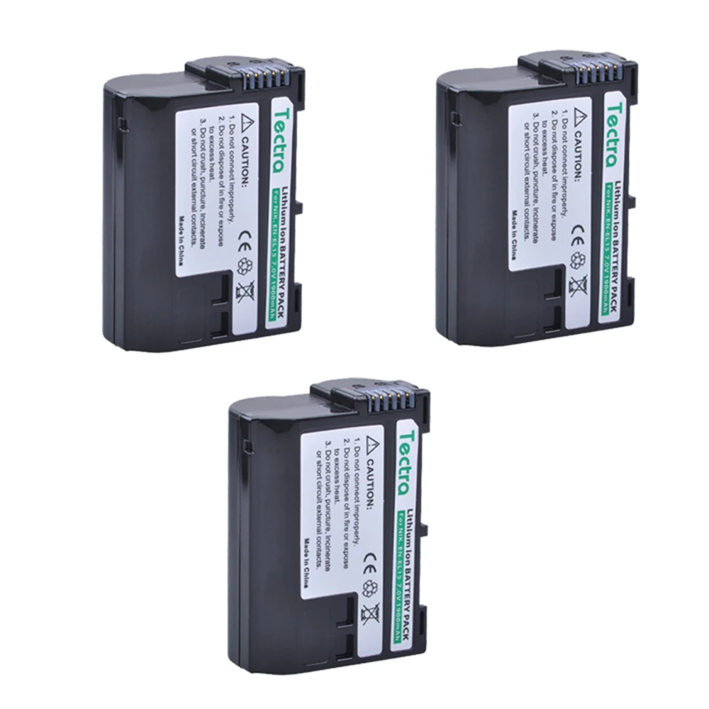 Tectra 3 шт. EN EL15 ENEL15 Аккумулятор для камеры + двойное зарядное устройство USB Nikon D600 D610