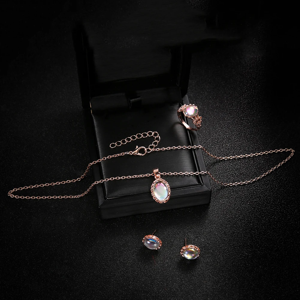 3 шт./компл. блестящее овальное ожерелье с подвеской серьги кольцо женское