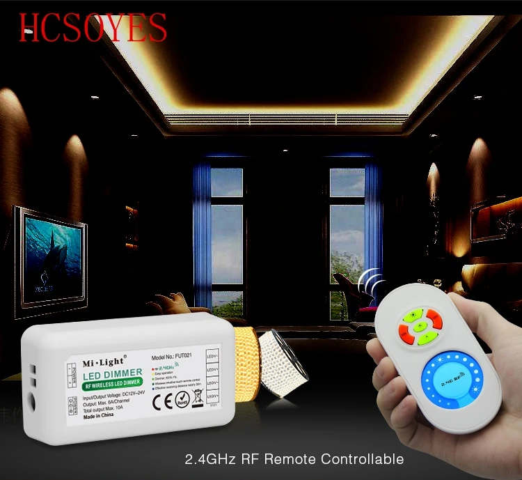 Mi light FUT021 диммер 10A RF 2 4G Hz одноцветная Светодиодная лента регулятор яркости