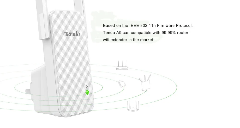 Tenda A9 300 Мбит/с беспроводной WiFi повторитель, беспроводной маршрутизатор WiFi расширитель диапазона расширитель усилитель, WiFi усилитель сигнала клиент+ AP
