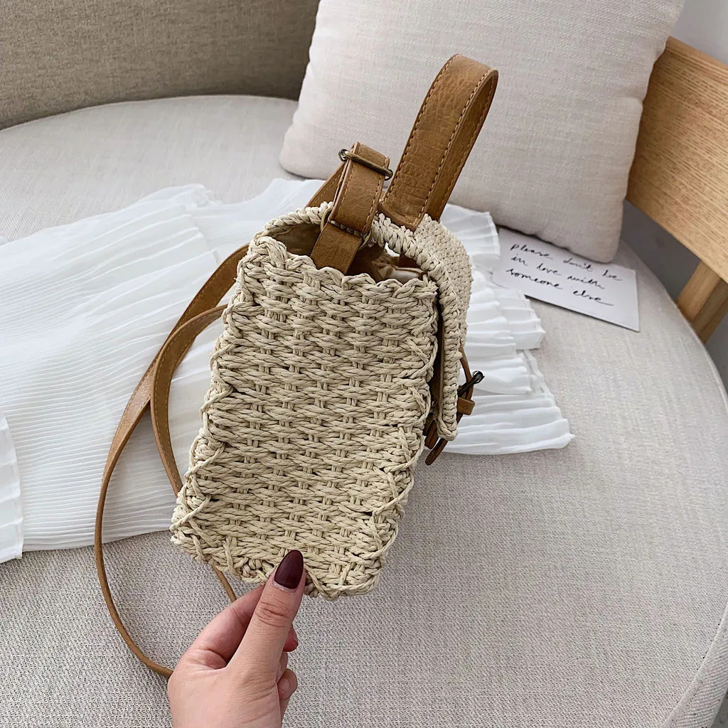 Для женщин сумка через плечо модная плетеная ткань ретро Повседневное