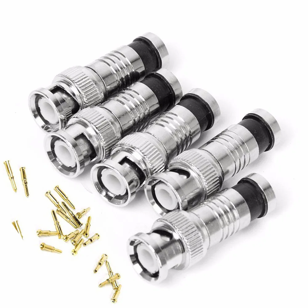 

100Pcs/lot CCTV Adaptor Plug BNC Male Compression Coax RG59 Cable Connector For CCTV System