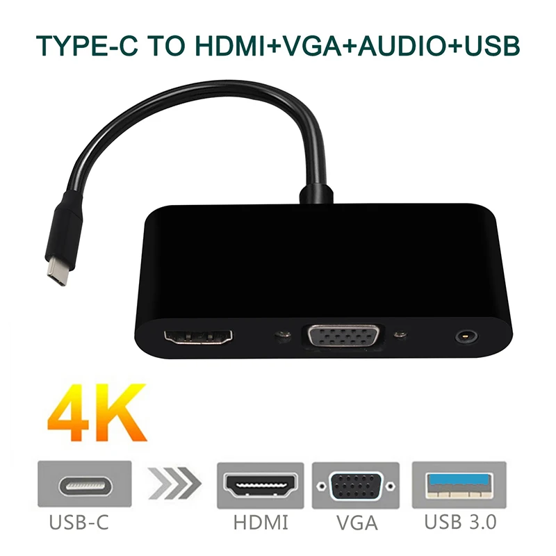 Кабель конвертер для ноутбука Macbook с разъемом Type C HDMI VGA USB hdmi vga 3 5 мм в 1 usb 0|Кабели