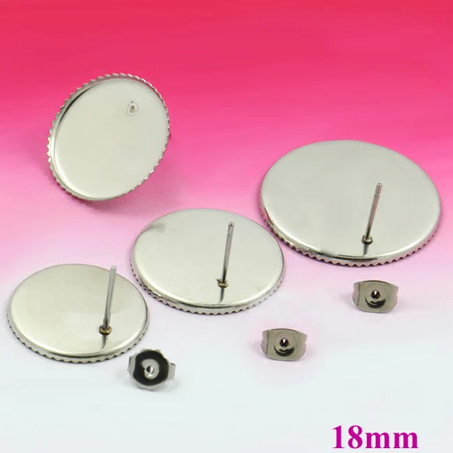 Пустая основа для сережек гвоздиков из нержавеющей стали с круглой оправой|stud