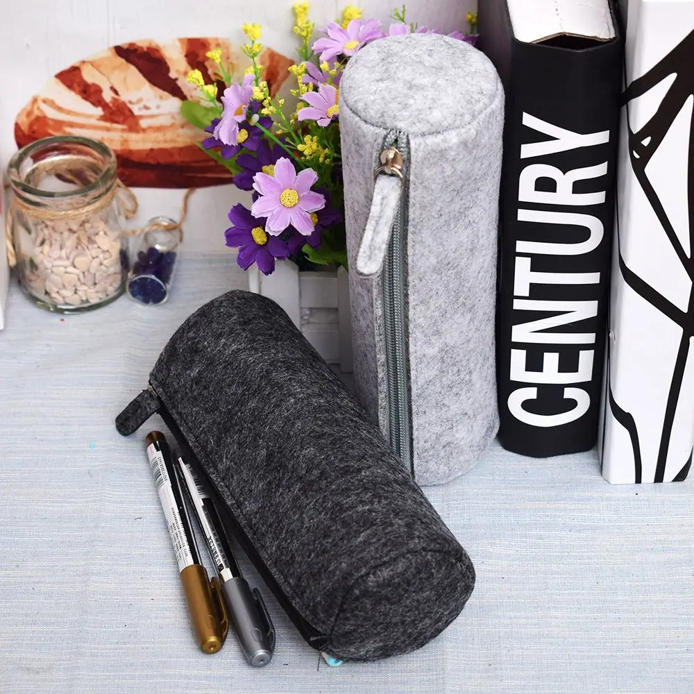 Модная круглая квадратная фетровая косметичка для макияжа сумка кистей ручек