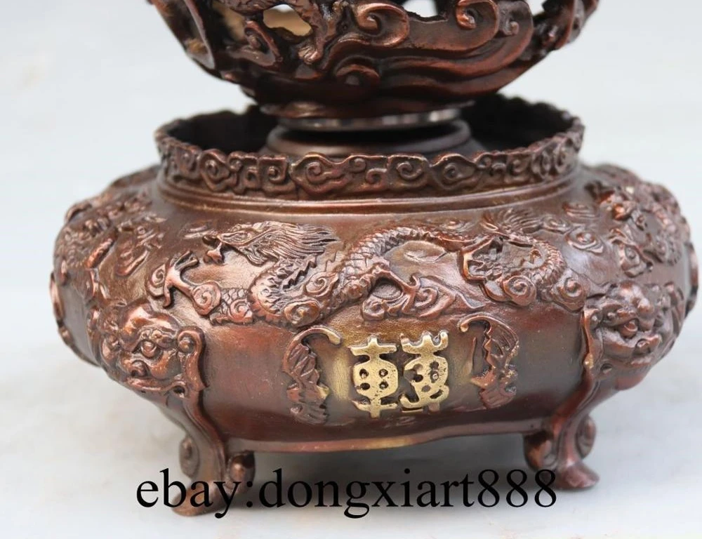 9 &quotКитайская красная бронза медь девять дракон вращается изменение удачи