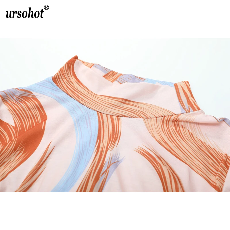 Ursohot водолазка граффити облегающее платье с рисунком осень длинным рукавом