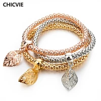 chicvie handmade cuff gold hollow leaves bracelets bangles charms for women bohemian stainless steel bracelets femme sbr150370