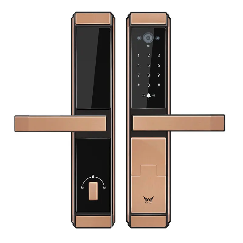 Red bronze Камера wifi отпечаток пальца Замок, лучший дистанционный видео умный дверной замок Пароль отпечаток пальца дверной замок - Цвет: Red bronze