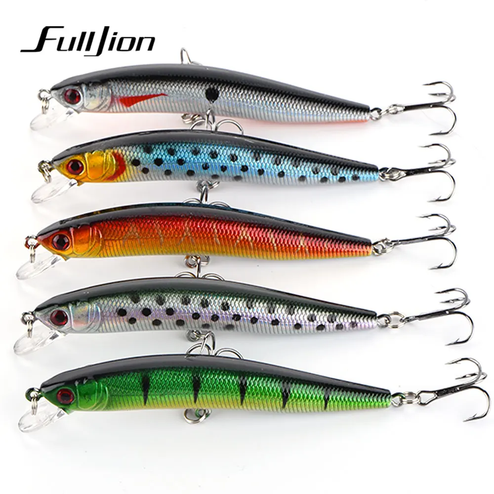 Fulljion 5 шт./лот 9 см 8 7 г рыболовные приманки Воблеры Minnow 6 # крючки 3D глаза воблеры