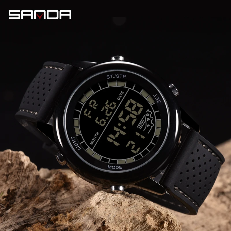 SANDA 411 корпус из нержавеющей стали цифровые мужские часы лучший бренд класса люкс