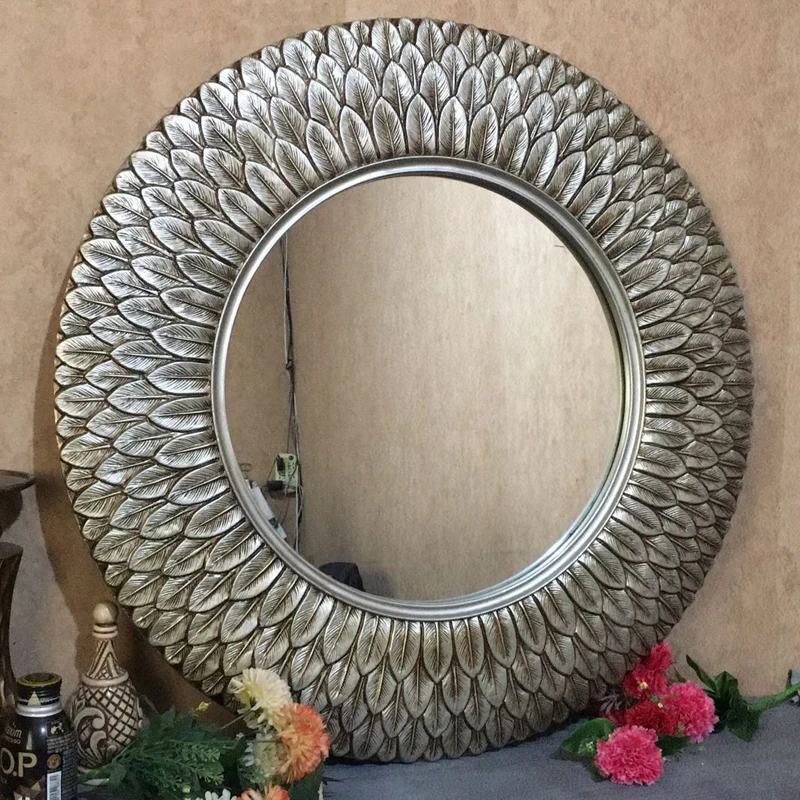 European Mirror Antique round Bathroom Feather Shape Decoration wall bathroom sinks mirror | Обустройство дома