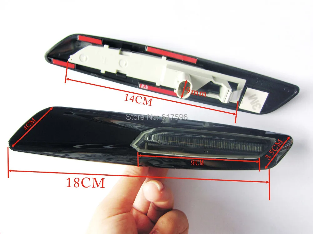 Глянцевый черный Тип + дымчатые линзы светодиодный боковой маркер светильник