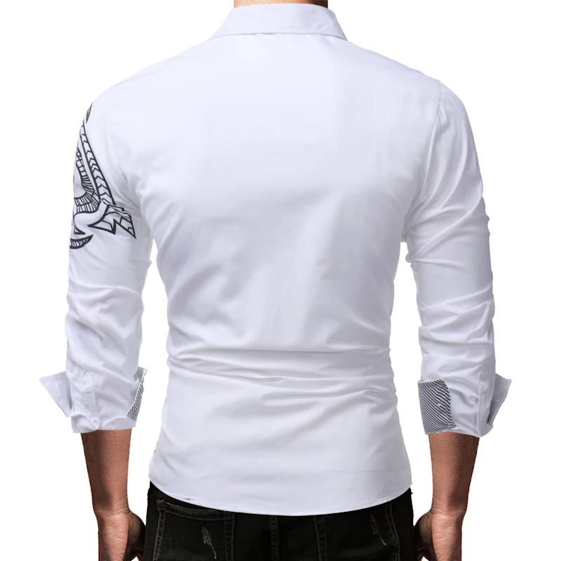 QINGYU 2018 New Men'S Long-Sleeved Dress Shirt Dragons Casual Slim Lapel Male Quality Large Size 4XL | Мужская одежда