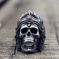 mens boys mahakali helmet skull biker rings vintage 316l stainless steel ring punk rock jewelry gift for him