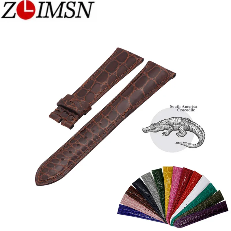 ZLIMSN Crocodile leather watch band 18mm 20mm 22mm men women luxury crocodile leather strap 15 colors optional Customizable size