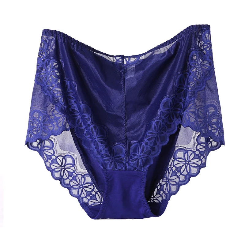 DKERT размера плюс 6XL Женские однотонные трусы сексуальные кружевные прозрачные трусы с высокой посадкой нижнее белье