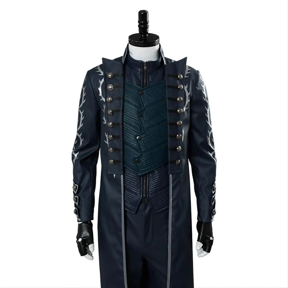 Игра DMC Vergil Косплей Костюм кожаный Тренч наряд унисекс полный костюмы на заказ