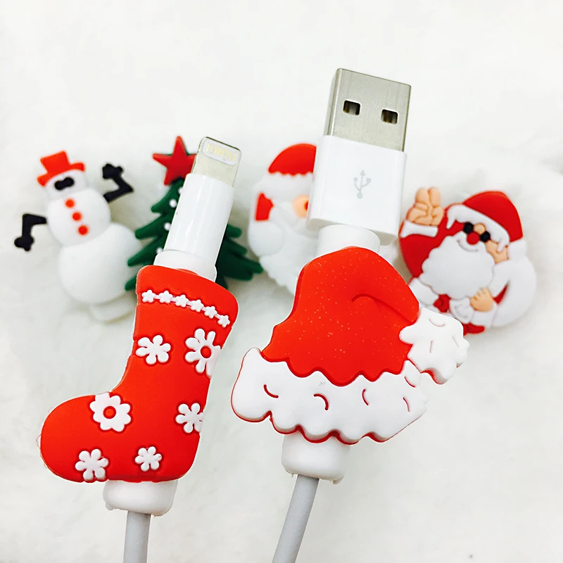 Защитный чехол для кабеля зарядного устройства USB в рождественском стиле