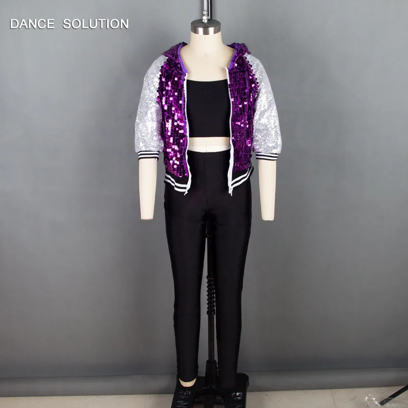 Синяя/фиолетовая блестящая искусственная танцевальная одежда для взрослых и