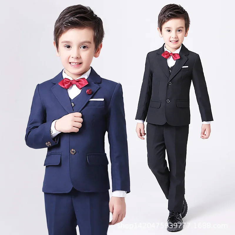 

Autumn Suits & Blazers 2019 Fashion Baby Boys Shirt Pants Coat Vest Tie Suit Boys Formal Wedding Wear Cotton Children Clothes