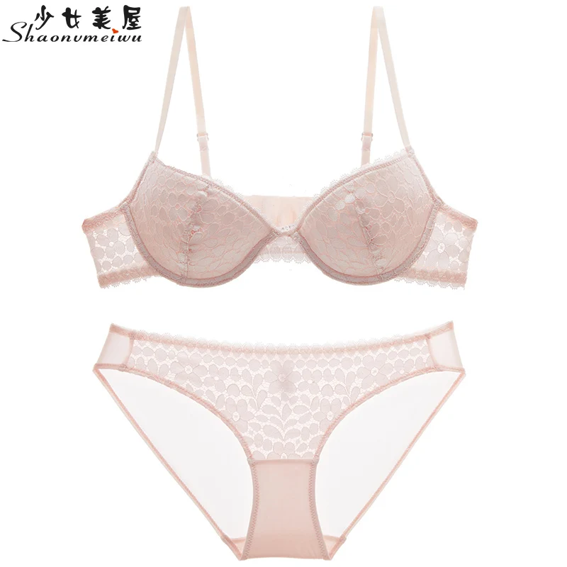 Привлекательный кружевной бюстгальтер во французском стиле женский тонкий с