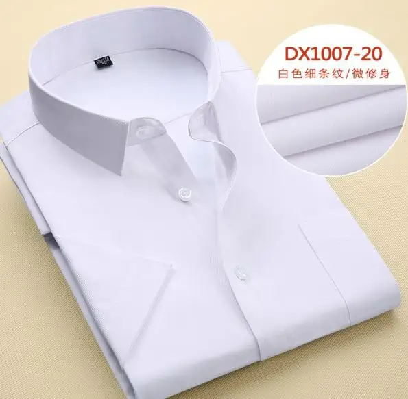 DX1007 20 Мужские однотонные хлопковые рубашки с коротким рукавом размера плюс S-8XL, мужские повседневные приталенные рубашки для мужчин - Цвет: DX1007 20