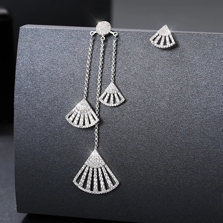 Европейские Длинные асимметричные серьги с кисточками Кристаллы из кристаллов