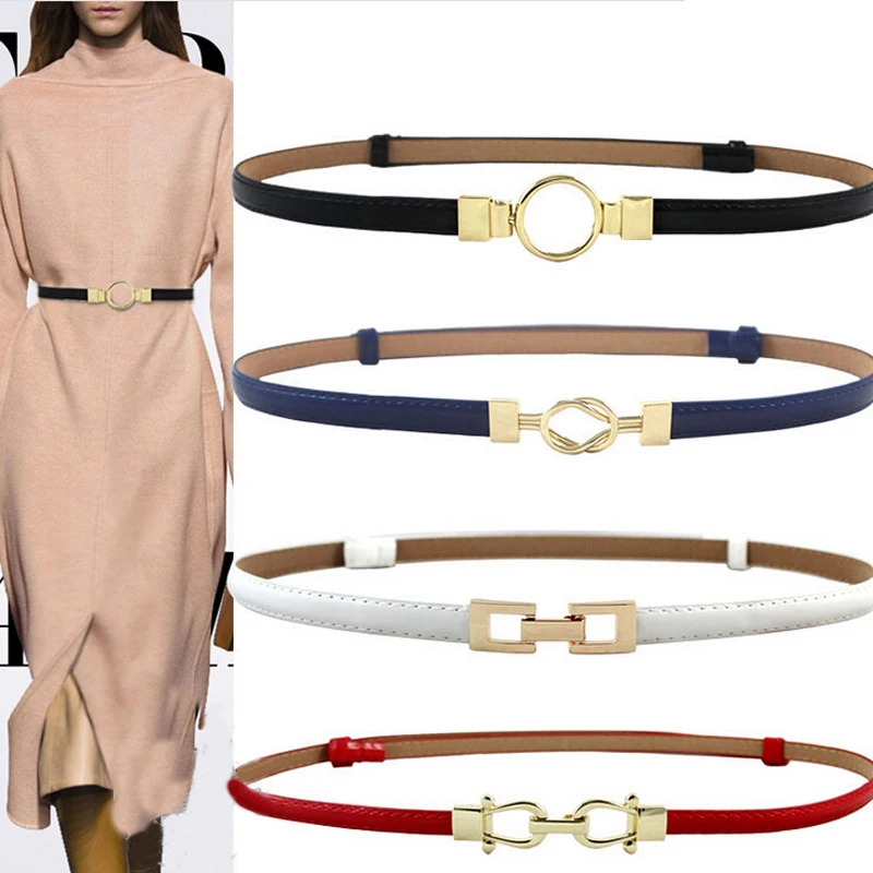 

Women Black White Waist Band Thin Elastic Waist Belt Dress Apparel Accessories
