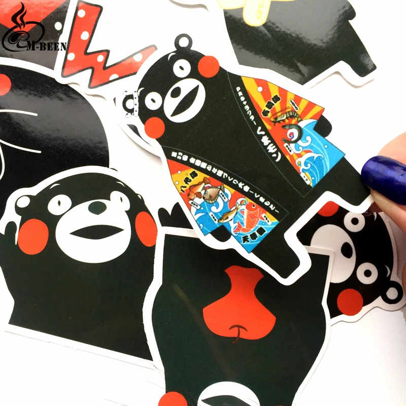 8 шт./лот, японские Мультяшные наклейки Kumamon для ноутбука, багажа, скейтборда, велосипеда, ноутбука, водонепроницаемые граффити, детские игрушки, наклейки из ПВХ
