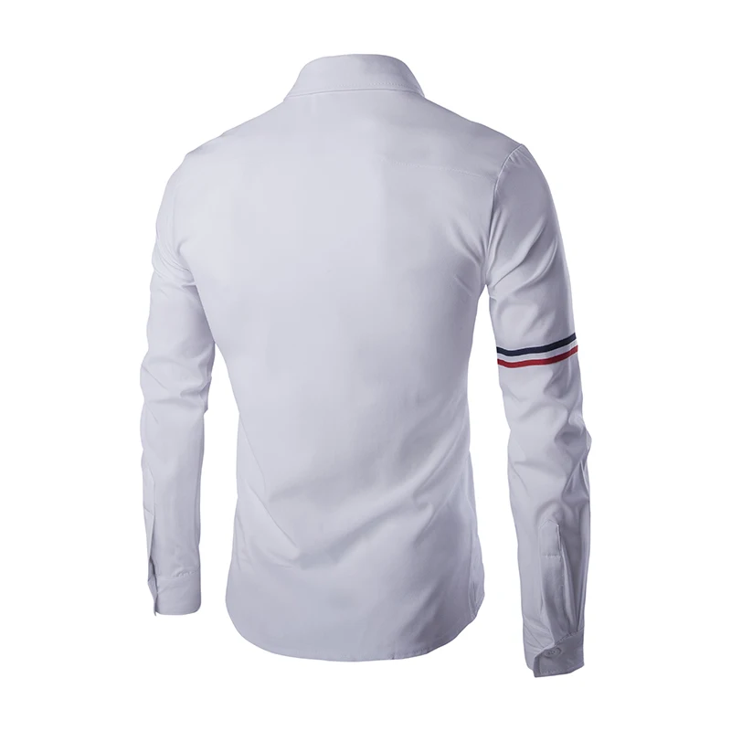 2016 Модные Мужские Slim Fit Рубашки Дышащий Мягкого Хлопка Camisas Социальной Masculina Осень