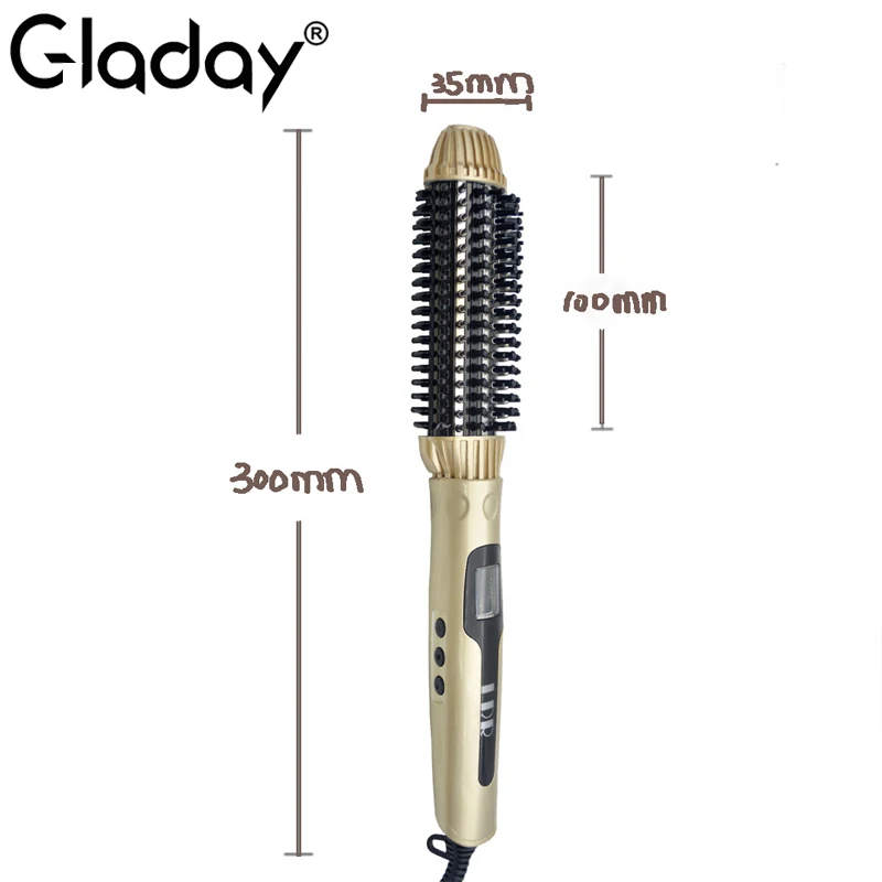 Gladay lcd Электрический Выпрямитель для волос щетка 35 мм баррель завивки