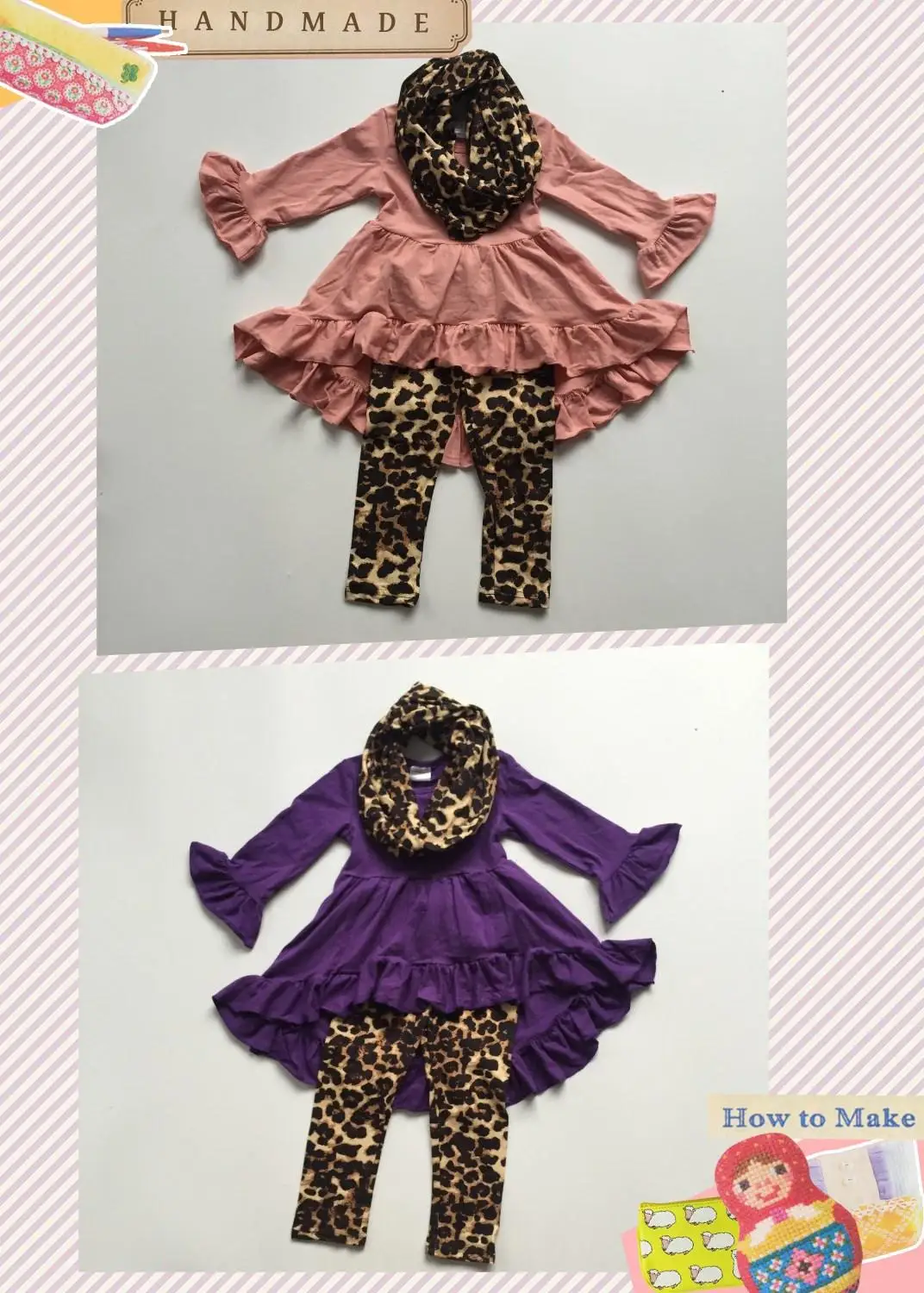 Новинка осенняя одежда Комплекты из 3 предметов с шарфом для девочек комплекты