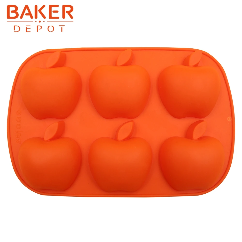 BAKER DEPOT 6 полости силиконовые инструменты для выпечки кухонная посуда в форме яблока мыло ручной работы форма для торта Форма для шоколада CDSM-487