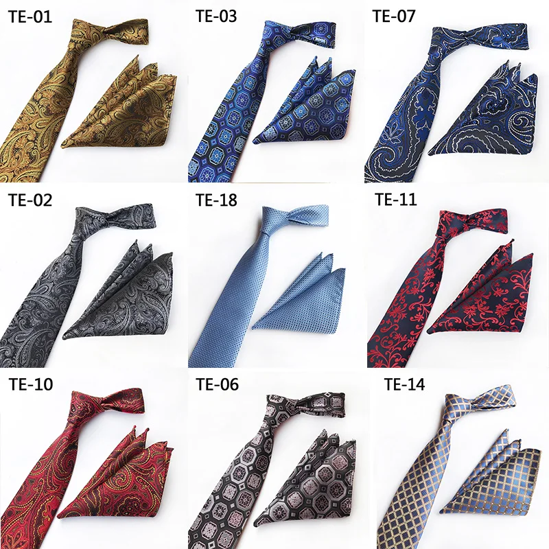 Мужской свадебный комплект из галстука и носового платка с цветочным узором |