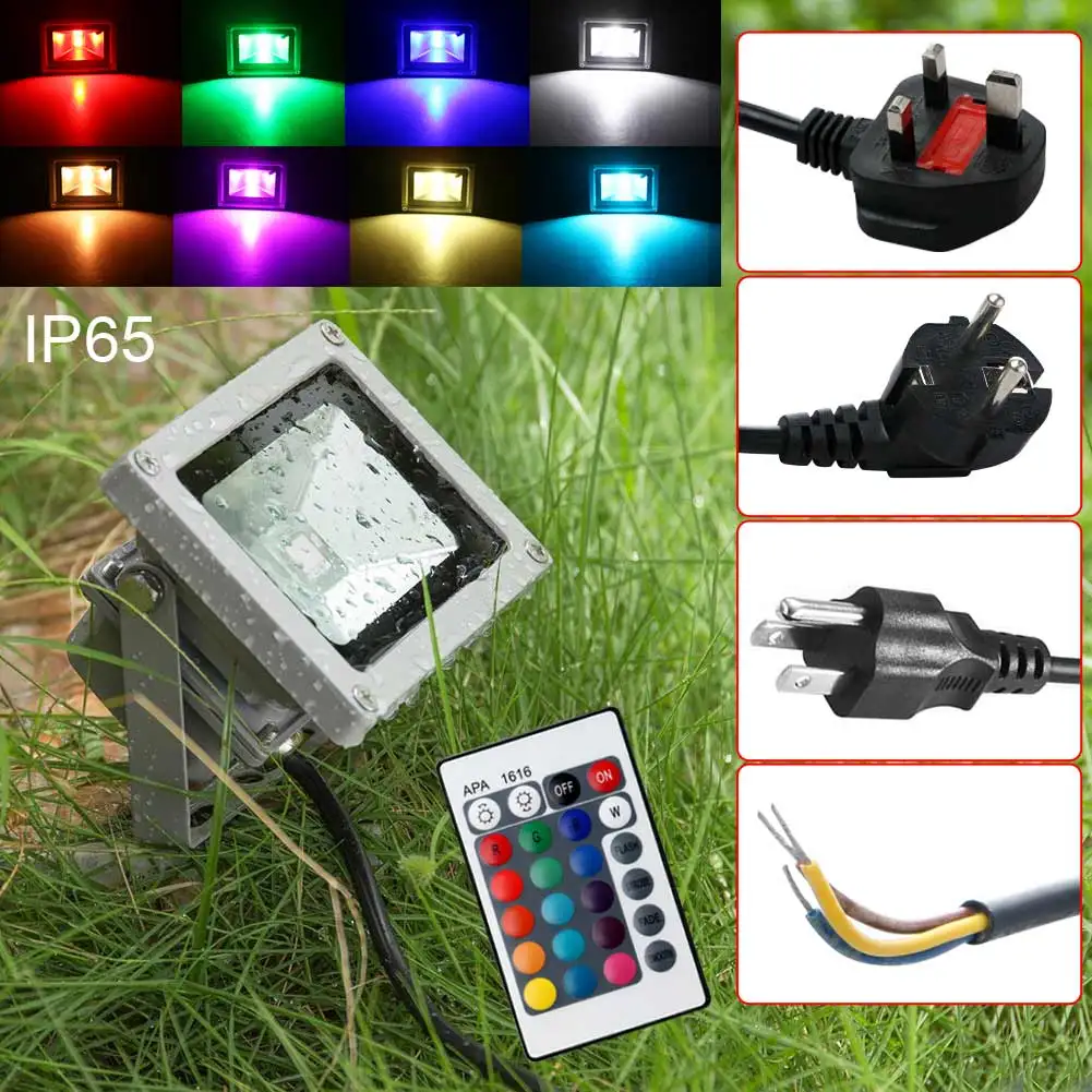 Новое прибытие открытый 10 Вт RGB Водонепроницаемый Светодиодный прожектор ландшафтный светильник с дистанционным управлением украшение дома
