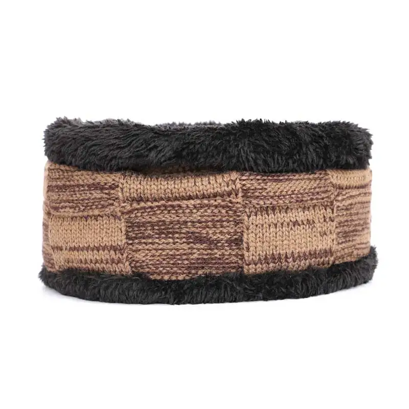 Khaki C Skullies новые мужские вязаные бархатные толстые зимние шапки теплые и удобные регулируемые унисекс Изысканные кожаные брендовые шапки бини - Цвет: Khaki C